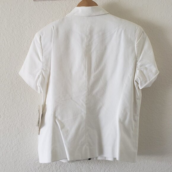 Unworn - Jones of New York Short Sleeve Lined Zip White Jacket - Size 14 - Picture 2 of 7